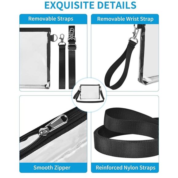 NEW Clear Purse Stadium Approved Clear Bag Removable Straps - Picture 5 of 7